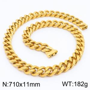 11*710mm fashion simple handmade chain stainless steel four-sided grinding Cuban chain bracelet - KN236153-Z