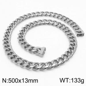 13*500mm fashion simple handmade chain stainless steel round edge Cuban chain bracelet - KN236156-Z