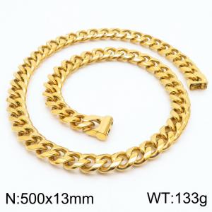 500×13mm Gold Color Easy Hook Stainless Steel Necklace - KN236163-Z