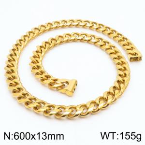 600×13mm Gold Color Easy Hook Stainless Steel Necklace - KN236165-Z
