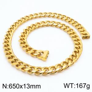 650×13mm Gold Color Easy Hook Stainless Steel Necklace - KN236166-Z