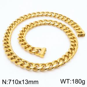 710×13mm Gold Color Easy Hook Stainless Steel Necklace - KN236167-Z
