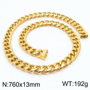 760×13mm Gold Color Easy Hook Stainless Steel Necklace - KN236168-Z