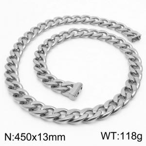 450×13mm Silver Color Easy Hook Stainless Steel Necklace - KN236169-Z