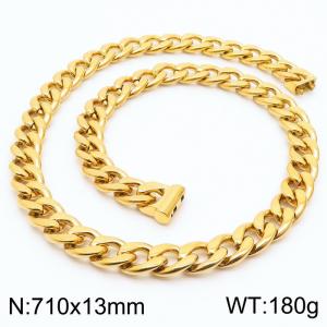 710×13mm Gold Color Easy Hook Stainless Steel Necklace - KN236181-Z