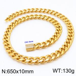 650×10mm Gold Color CNC Stone Clasps Stainless Steel Necklace - KN236194-Z