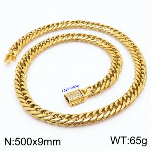 500×9mm Gold Color CNC Stone Clasps Stainless Steel Snake Chain Necklace - KN236205-Z