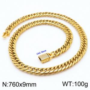 760×9mm Gold Color CNC Stone Clasps Stainless Steel Snake Chain Necklace - KN236210-Z