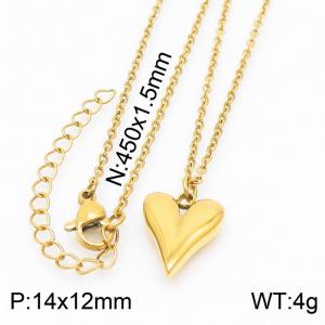 45cm Link Chain Gold Color Stainless Steel Love Heart Pendant Charm Necklace - KN236250-Z
