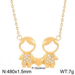 480mm Romantic Gold-Plated Stainless Steel Necklace with Lovely Boys Pendant - KN236256-Z
