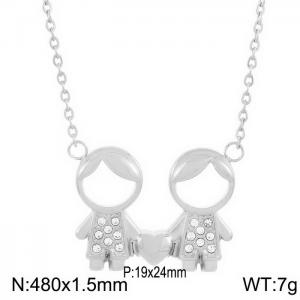 480mm Romantic Stainless Steel Necklace with Lovely Boys Pendant - KN236259-Z