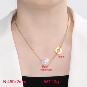 Stainless steel round bead necklace - KN236264-Z