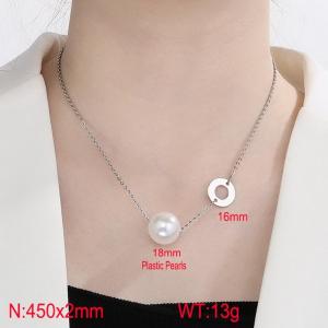 Stainless steel round bead necklace - KN236265-Z