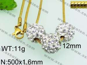 Stainless Steel Stone & Crystal Necklace - KN23631-Z