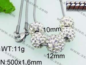 Stainless Steel Stone & Crystal Necklace - KN23635-Z