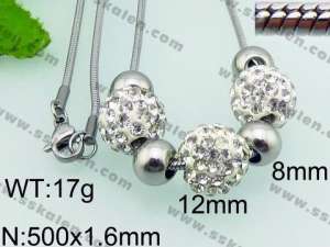 Stainless Steel Stone & Crystal Necklace - KN23636-Z