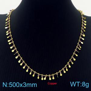 500mm Gold-Plated Copper Necklace with All-round Purple Charms - KN236360-Z