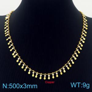 500mm Gold-Plated Copper Necklace with All-round Pink Charms - KN236362-Z