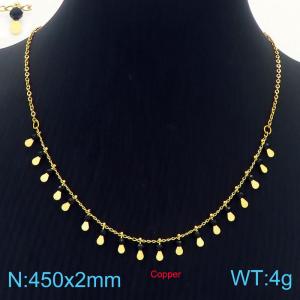 450mm Gold-Plated Copper Necklace with Half Black Charms - KN236364-Z