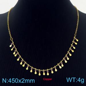 450mm Gold-Plated Copper Necklace with Half Purple Charms - KN236365-Z