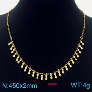 450mm Gold-Plated Copper Necklace with Half Pink Charms - KN236366-Z