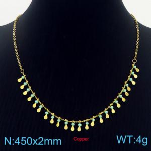 450mm Gold-Plated Copper Necklace with Half Green Charms - KN236367-Z
