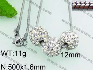 Stainless Steel Stone & Crystal Necklace - KN23637-Z