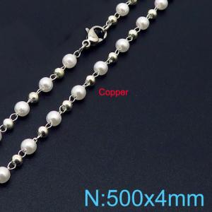 500mm Women Copper&Pearl LinksNecklace - KN236376-Z