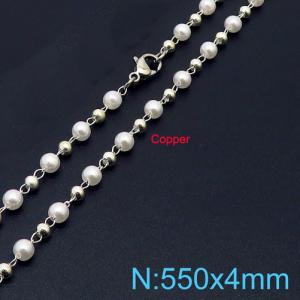 550mm Women Copper&Pearl LinksNecklace - KN236377-Z