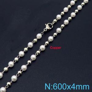 600mm Women Copper&Pearl LinksNecklace - KN236378-Z