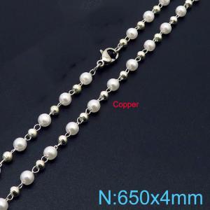 650mm Women Copper&Pearl LinksNecklace - KN236379-Z