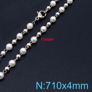 710mm Women Copper&Pearl LinksNecklace - KN236380-Z