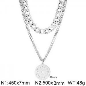 Fashion trend personality stainless steel twelve constellations pendant double layer necklace - KN236386-Z