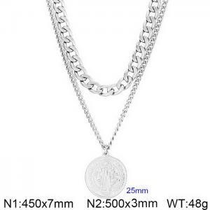 Fashion trend Personality Stainless steel Exorcist Pendant Double necklace - KN236388-Z