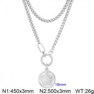 Fashion trend personality stainless steel crown pendant double necklace - KN236390-Z