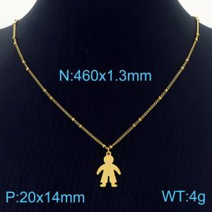 Women 500mm Gold-Plated Stainless Steel Links Necklace with Boy Shape Pendant - KN236437-Z