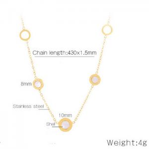430mm Women Gold-Plated Stainless Steel Necklace With Shell Circle Charms - KN236512-MW