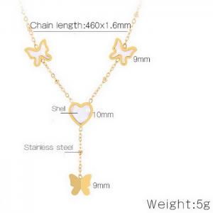 460mm Women Gold-Plated Stainless Steel Necklace With Shell Cartoon Fly Charms - KN236513-MW