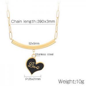 390×3mm 14k Gold Plated Dainty Rectangle Paperclip Link Chain With Love Heart Pendant Necklace Stainless Steel - KN236518-NT