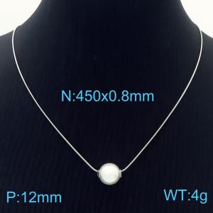 Pearl Pendant Snake Bone Chain Stainless Steel Necklace - KN236532-HR