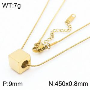 Gold three-dimensional square snake bone chain stainless steel pendant necklace - KN236545-HR