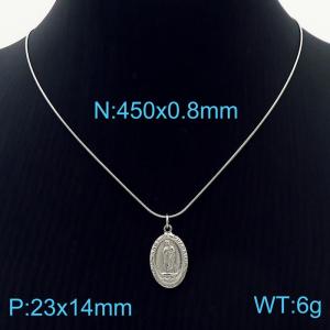 Stainless Steel Design Virgin Oval Pendant Titanium Steel Snake Bone Necklace - KN236550-HR