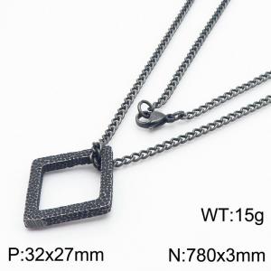 Vintage Special Stainless Steel Pendant Necklace for Men Color Black - KN236581-KFC