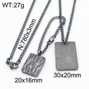 Vintage Special Stainless Steel Hanging tag Necklace for Men Color Black - KN236582-KFC