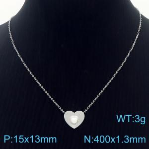 Stainless steel cute heart Pearl necklace for women - KN236622-KLX