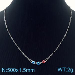 1.5mm Colorful Devil's Eye Link Chain Stainless Steel Necklace Silver Color - KN236662-Z