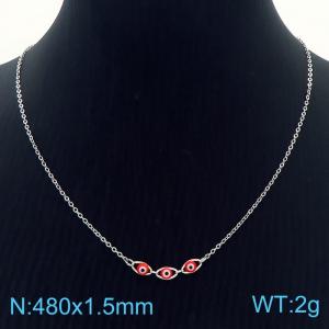 1.5mm Red Color Devil's Eye Link Chain Stainless Steel Necklace Silver Color - KN236663-Z