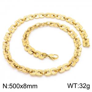 Stainless steel 500 * 8mm hand spliced 8-shaped chain gold-plated necklace - KN236809-Z
