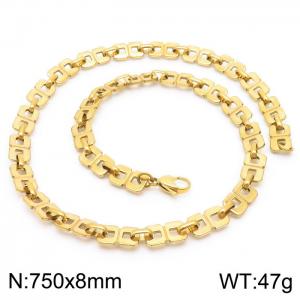 Stainless steel 750 * 8mm hand spliced 8-shaped chain gold-plated necklace - KN236814-Z