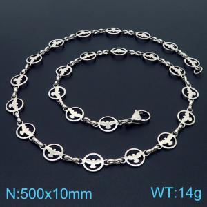 Stainless steel 500 * 10mm hollowed out Dapeng circular hand spliced necklace - KN236823-Z